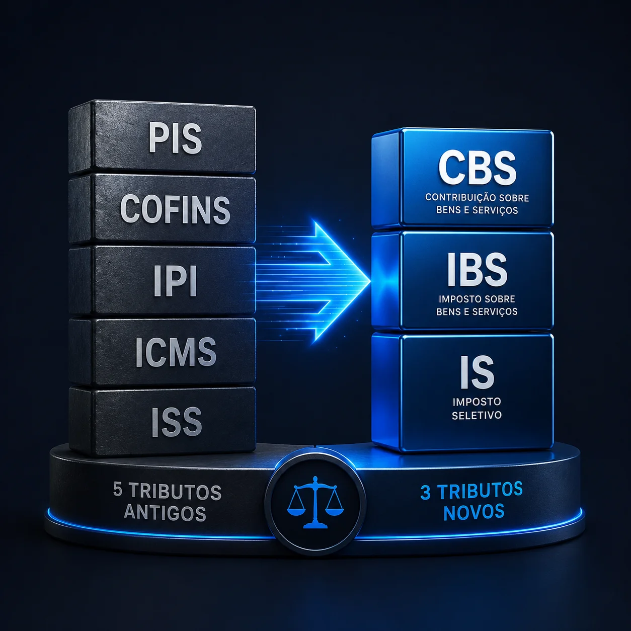 Transição de 5 tributos para 3
